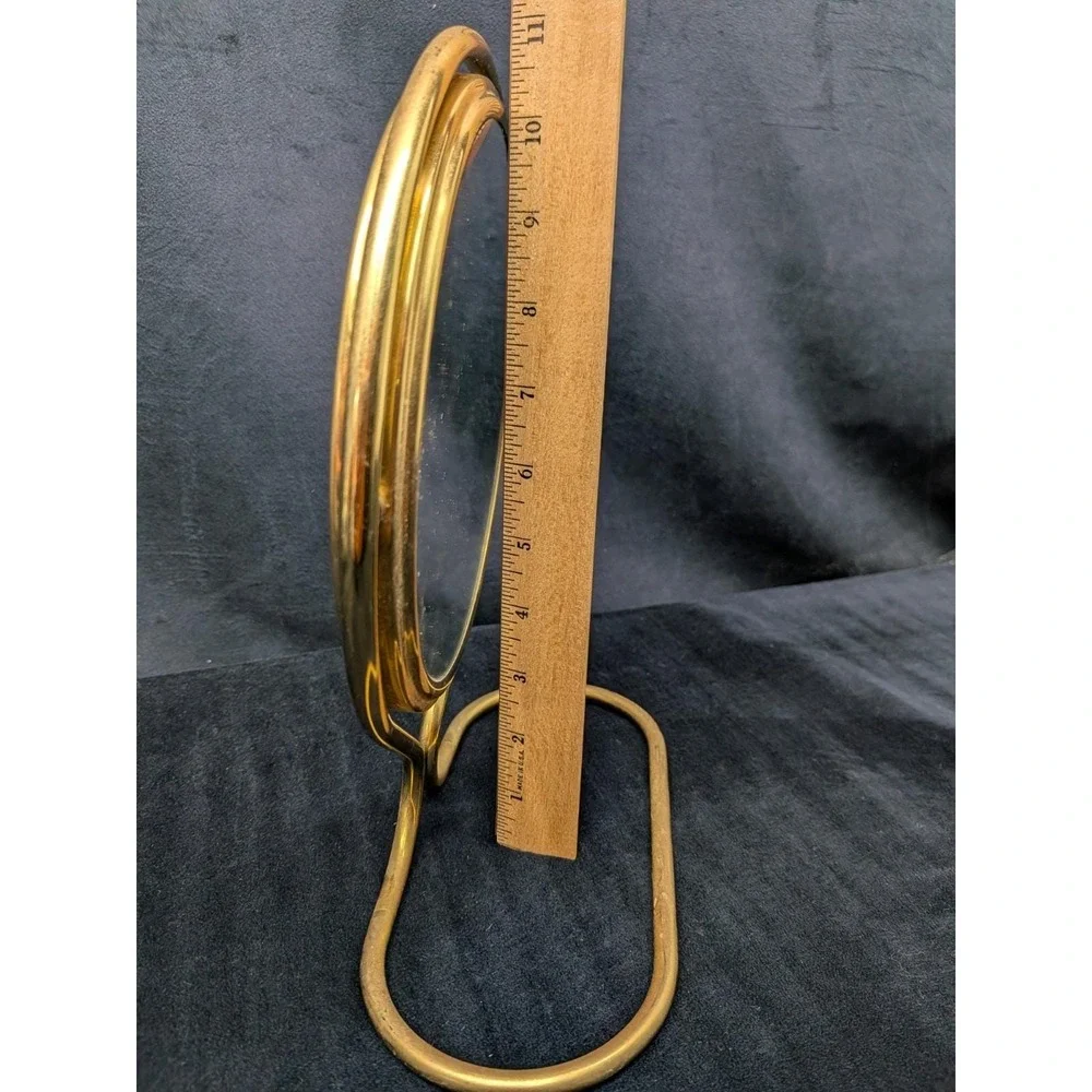 Vintage Art Deco Gold Toned Mirror Minimalist Swivel Magnifying Regencycore MCM